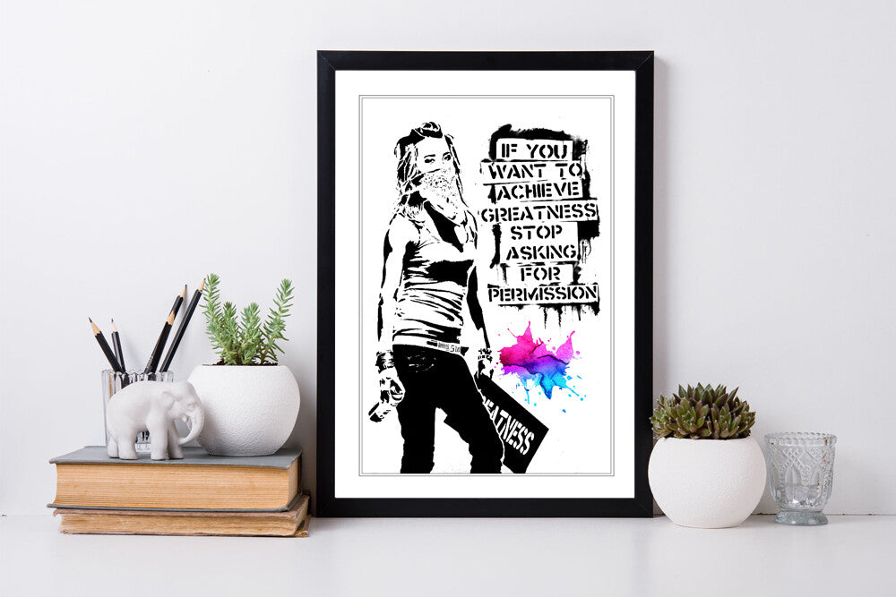 Banksy Framed Poster – Urban Art Decoration | Matte Paper Print | 4 Sizes