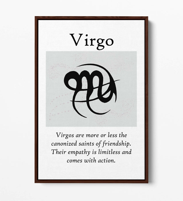 VIRGO STAR SIGN ZODIAC ASTROLOGY QUOTE -FLOAT EFFECT CANVAS WALL ART PRINT