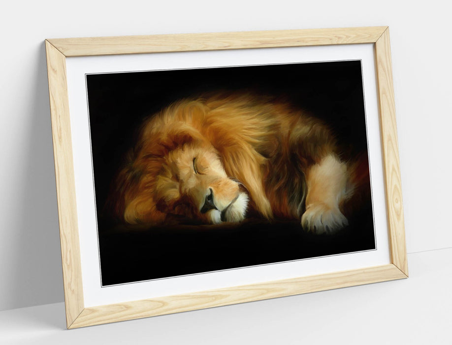 SLEEPING LION HOME BEDROOM DECOR FRAMED WALL ART POSTER PRINT 4 SIZES