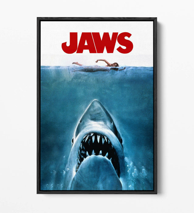 Vintage Jaws Poster - Float Effect Canvas Wall Art With Premium Varnish Finish