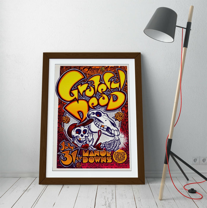 Vintage Grateful Dead Poster – Framed Wall Art With Woodgrain Frame & Matte Print