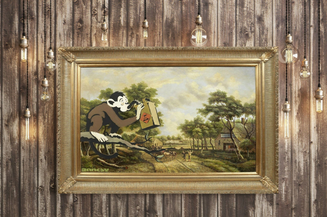 BANKSY MONKEY POISON CANVAS WALL ART PRINT ARTWORK PICTURE GRAFFITI GOLD