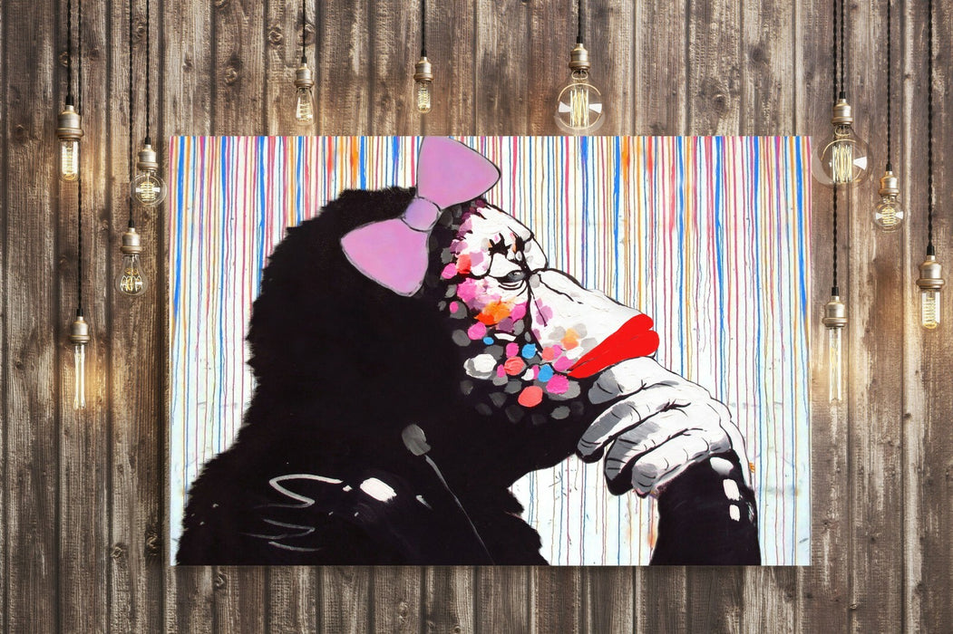 BANKSY DJ MONKEY FEMALE CANVAS WALL ART PICTURE PRINT ARTWORK GRAFFITI