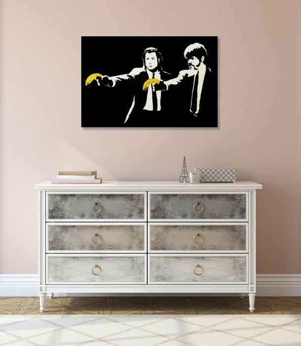 Banksy Style Canvas - Pulp Fiction Artwork | Premium Varnish Finish, Ready To Hang