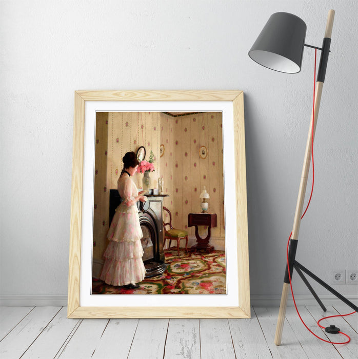 Framed Wall Art Featuring William McGregor Paxton Print – Matte Paper, Woodgrain Frame