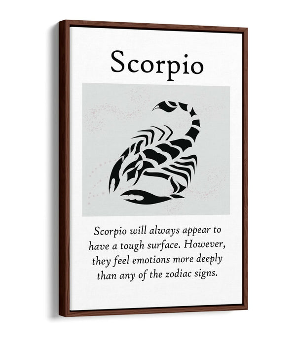 SCORPIO STAR SIGN ZODIAC ASTROLOGY QUOTE -FLOAT EFFECT CANVAS WALL ART PRINT