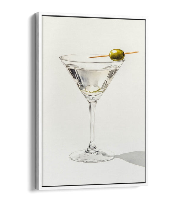 Canvas Wall Art - Dirty Martini Watercolour Style Float Effect Print on Premium Frame