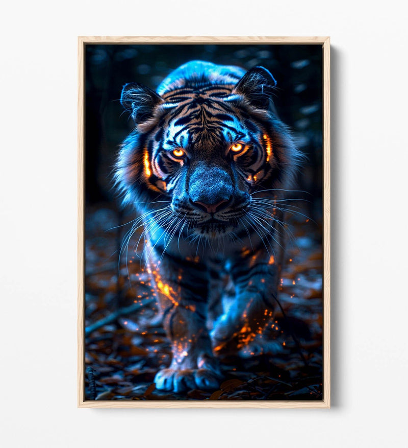 Glowing Tiger Canvas - Orange Animal Wall Art | Float Effect Canvas Print