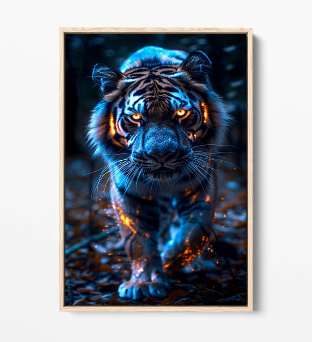 Glowing Tiger Canvas - Orange Animal Wall Art | Float Effect Canvas Print