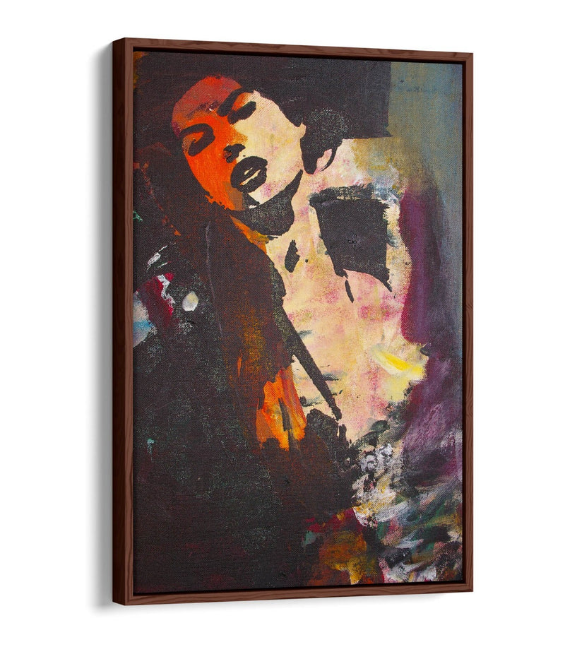 Abstract Graffiti Canvas - Multicolour Woman Urban Art Print | Float Effect Frame