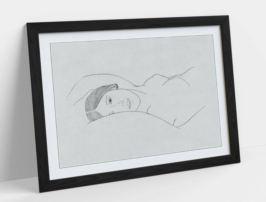 NUDE WOMAN LAYING LINE ART -ART FRAMED POSTER PICTURE PRINT ARTWORK- FEMINIST