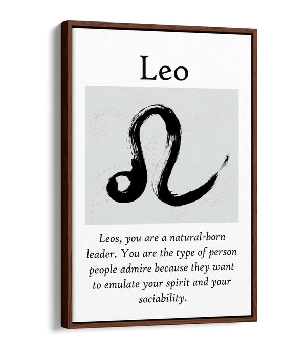 LEO STAR SIGN ZODIAC ASTROLOGY QUOTE -FLOAT EFFECT CANVAS WALL ART PRINT