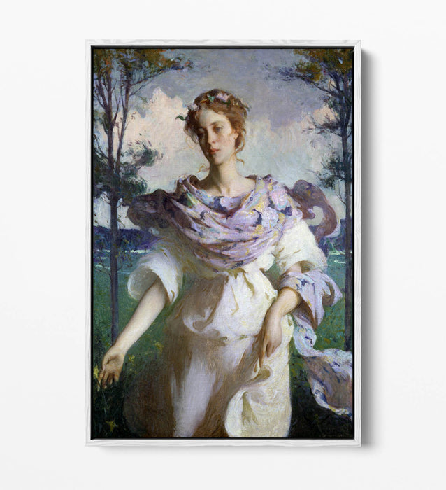 FRANK W. BENSON, SUMMER -FLOAT EFFECT CANVAS WALL ART PICTURE PRINT