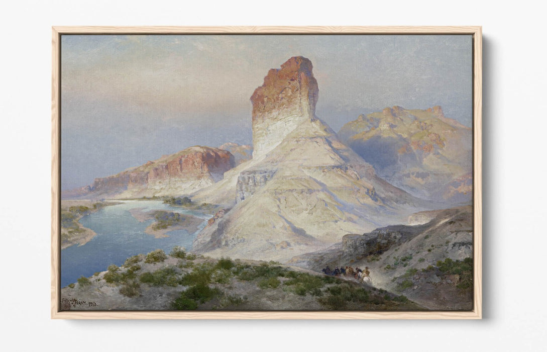 THOMAS MORAN, THE CASTLE ROCK GREEN RIVER-FLOAT EFFECT CANVAS WALL ART PIC PRINT