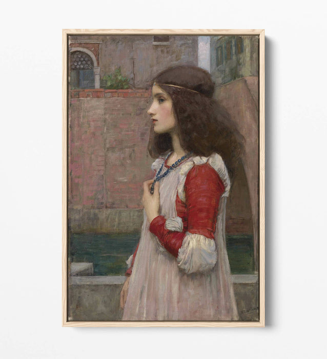 JOHN WILLIAM WATERHOUSE, JULIET -FLOAT EFFECT CANVAS WALL ART PIC PRINT- BEIGE