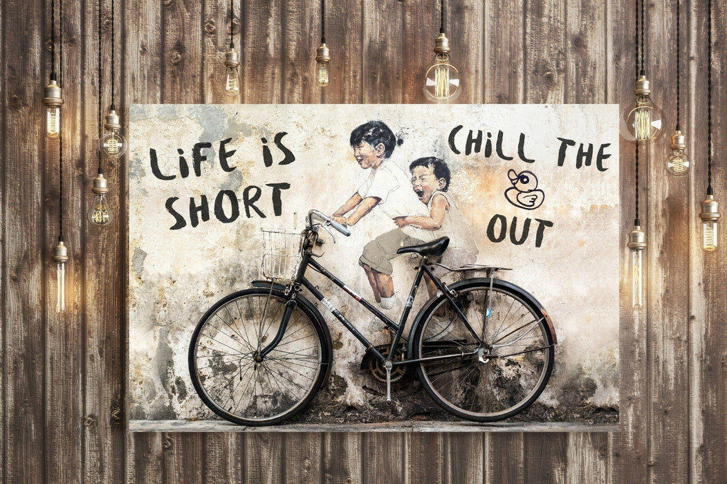 LIFE IS SHORT CANVAS WALL GRAFFITI ART PRINT ARTWORK FRAMED POSTER NOT BANKSY