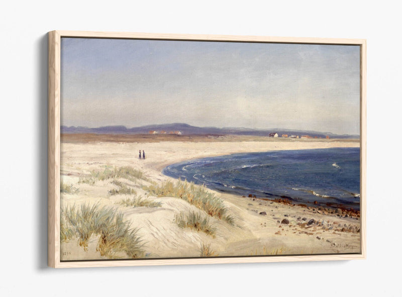 Canvas Wall Art - People On A Beach Float Effect Frame, Premium Handmade UK Print