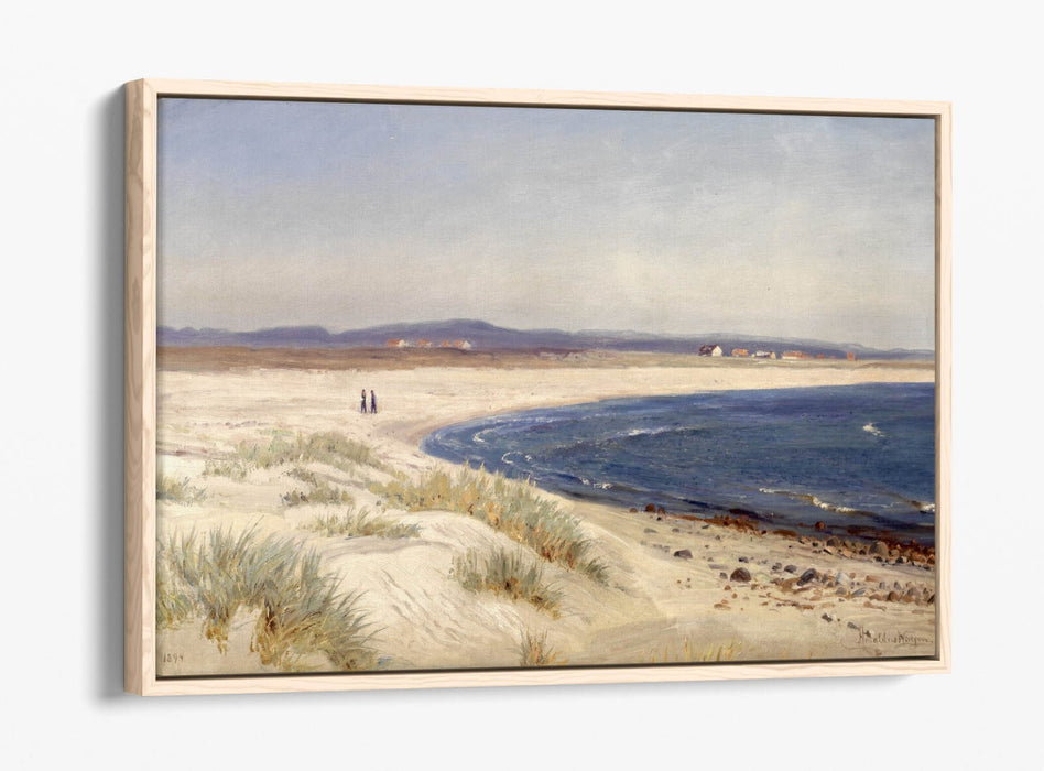 AMALDUS NIELSEN, PEOPLE ON A BEACH -FLOAT EFFECT CANVAS WALL ART PRINT