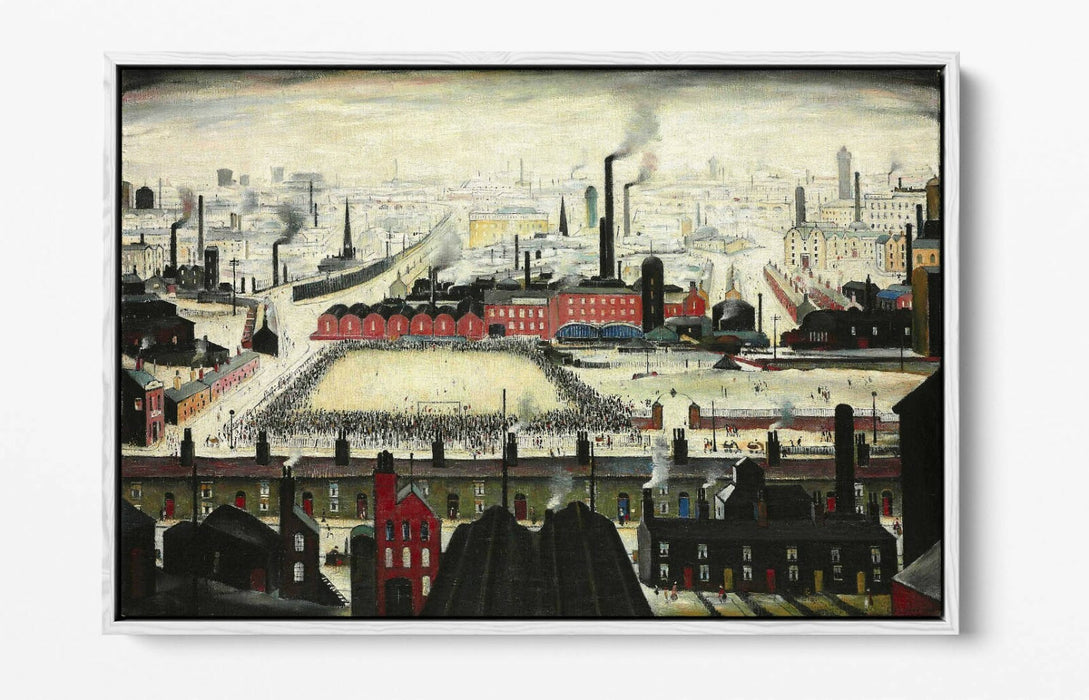 LOWRY THE FOOTBALL MATCH -FLOAT EFFECT CANVAS WALL ART PIC PRINT GRAFFITI- GREEN