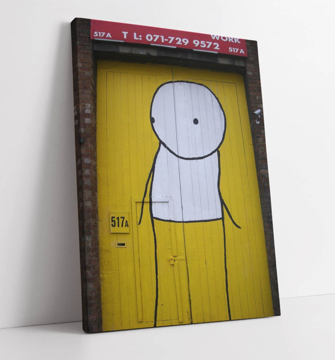 Canvas Wall Art – Stik Stick Man Yellow Door Graffiti Urban Art Print