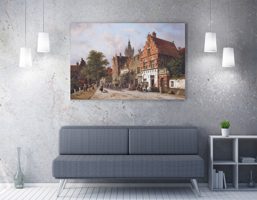 Canvas Wall Art - Adrianus Eversen View In Delft | Handmade Decorative Print