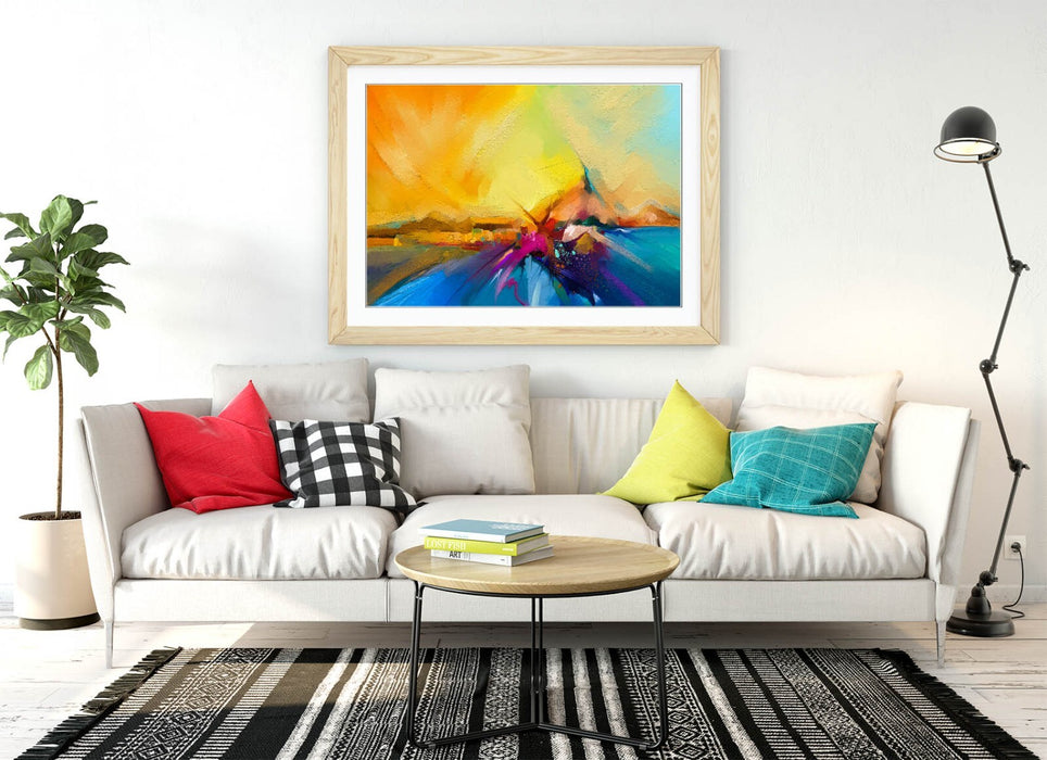 Framed Wall Art - Abstract Colour Splash Print | Bedroom Decor Poster UK Handmade
