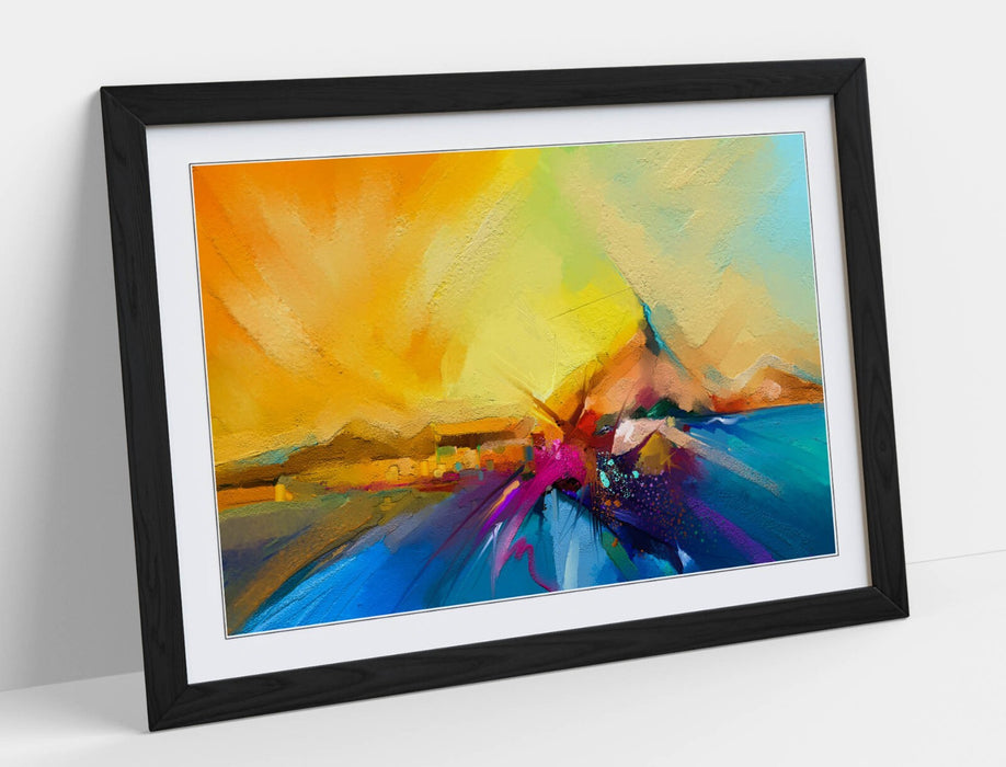 Framed Wall Art - Abstract Colour Splash Print | Bedroom Decor Poster UK Handmade