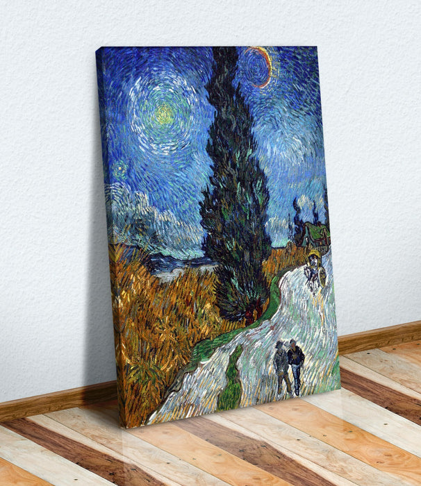 CANVAS WALL ART FRAMED PAINTING PRINT Van Gogh Country road in Provence by night