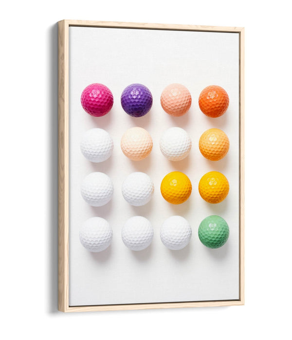 Golf Balls Canvas Art - Multi Colour Sports Wall Decor | Float Effect Canvas Print