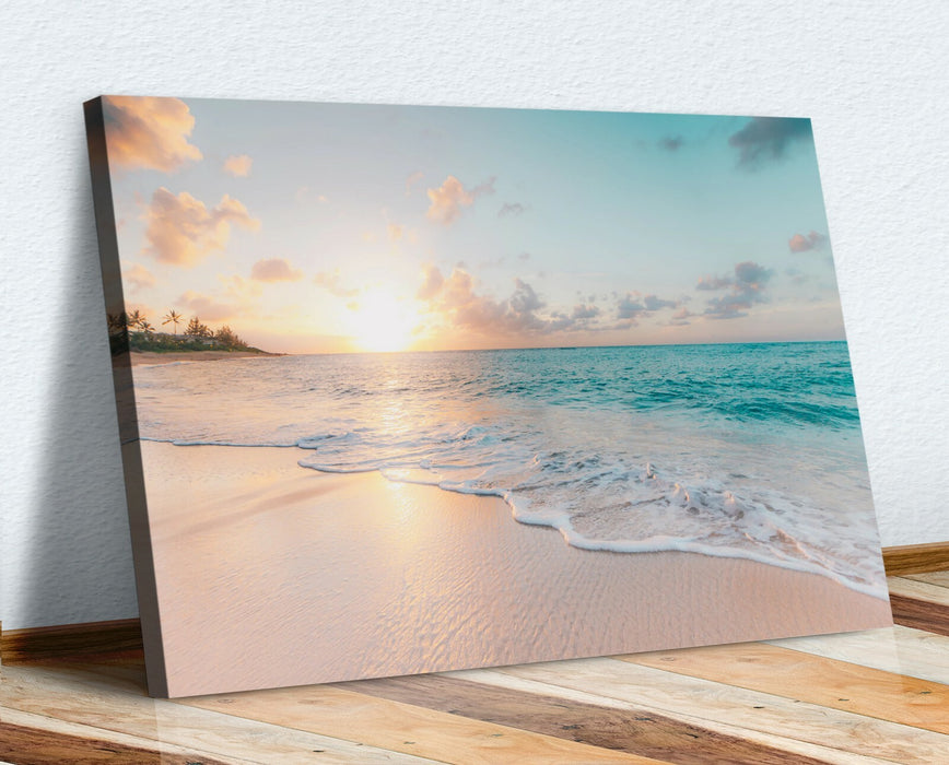 Canvas Wall Art – Hawaii Beach Print With 30mm Deep Frame | Peaceful Handmade Design