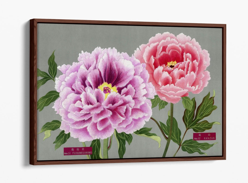 Vintage Canvas Wall Art – Peony Flower Print with Pink Purple Flowers | Handmade Canvas Print
