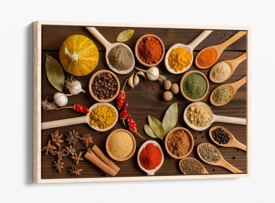 Canvas Wall Art - Herbs And Spices Wooden Spoon Print | Kitchen Wall Decor, Ready To Hang