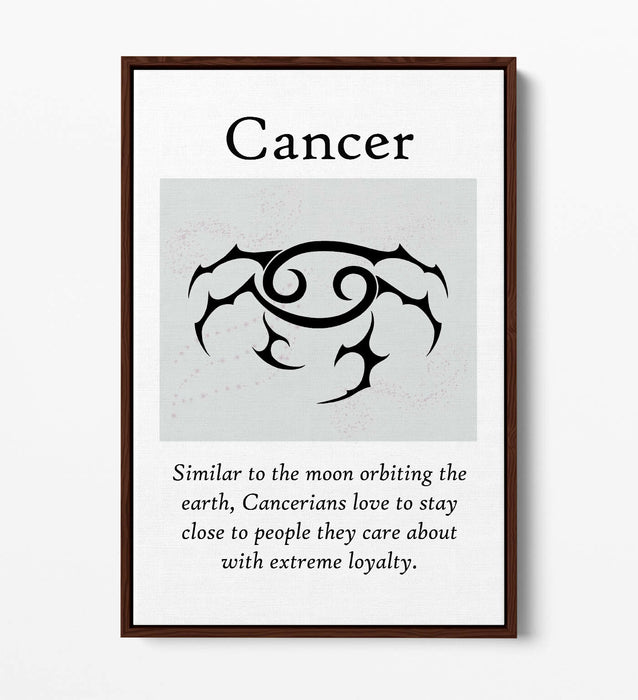 CANCER STAR SIGN ZODIAC ASTROLOGY QUOTE -FLOAT EFFECT CANVAS WALL ART PRINT