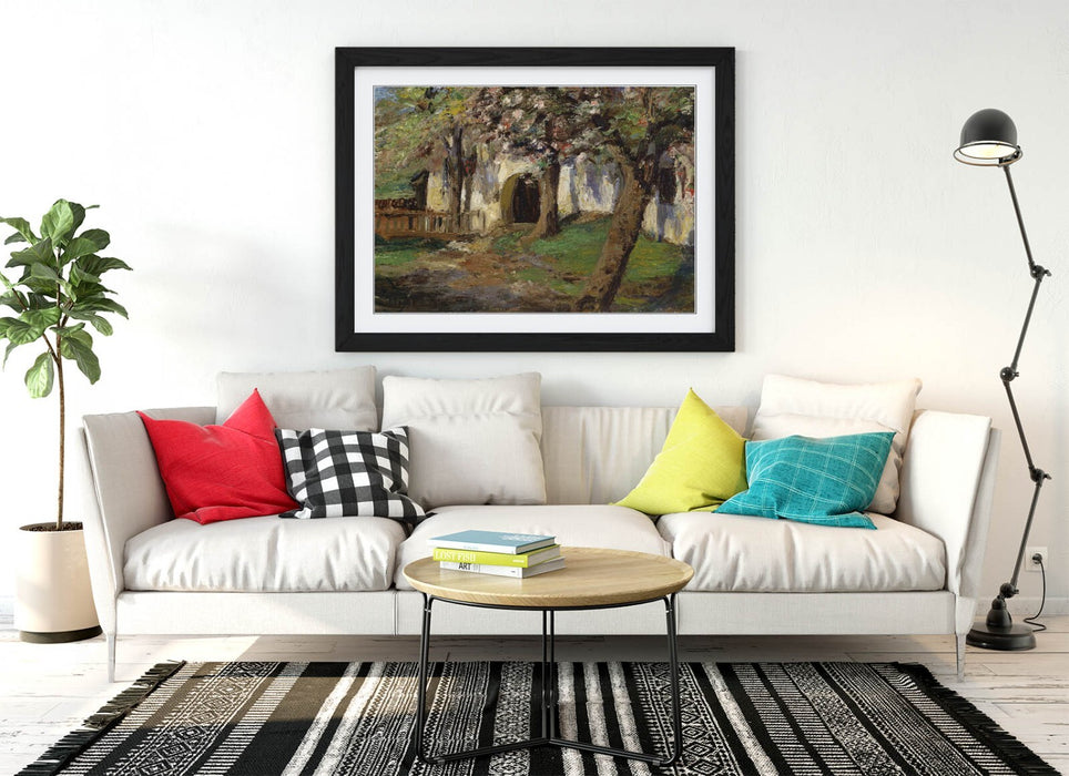 Framed Wall Art – Olga Wisinger-Florian Blooming Apple Trees Print with Woodgrain Frame