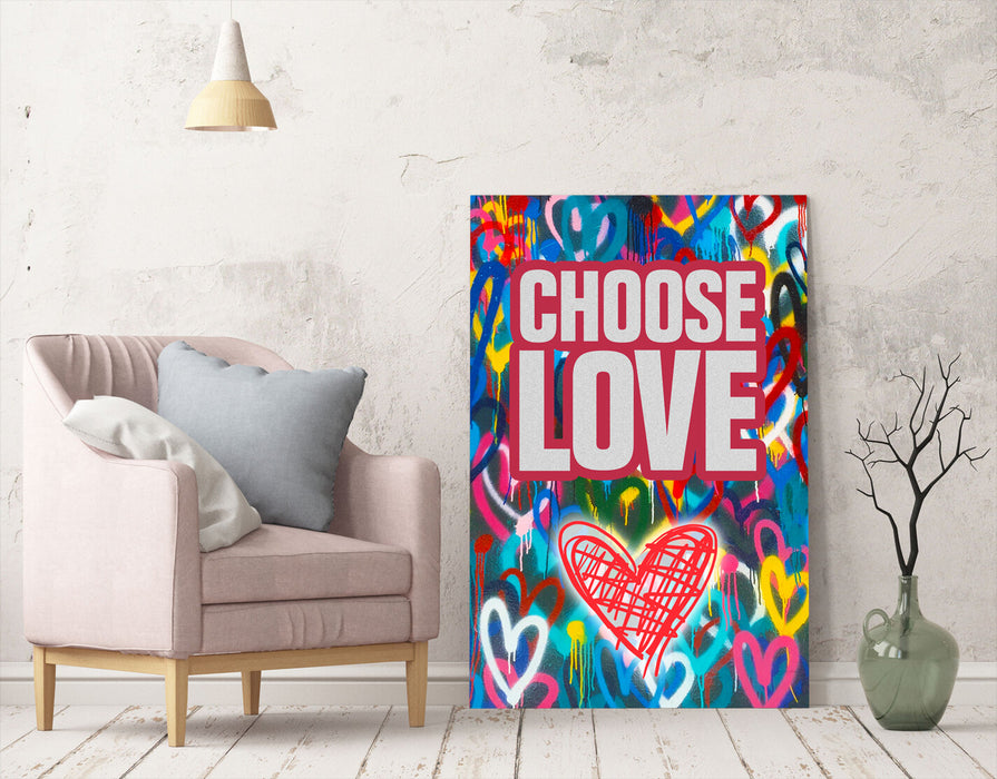 Canvas Wall Art - Choose Love Heart Wall Decor | Framed Print, Ready to Hang