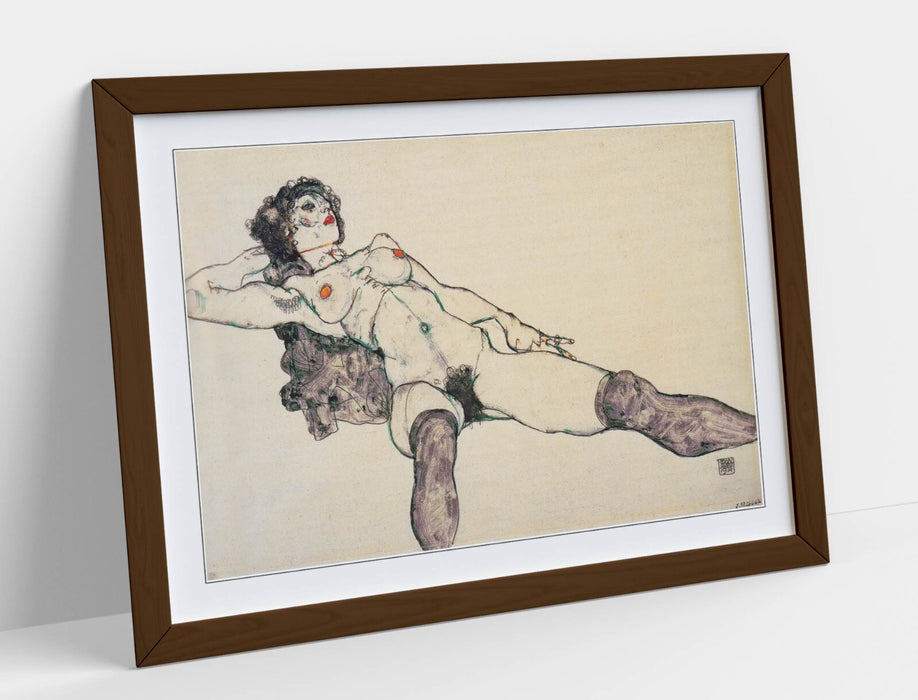 Framed Art Poster - Egon Schiele Lying Female Nude Artwork | Handmade UK Frame