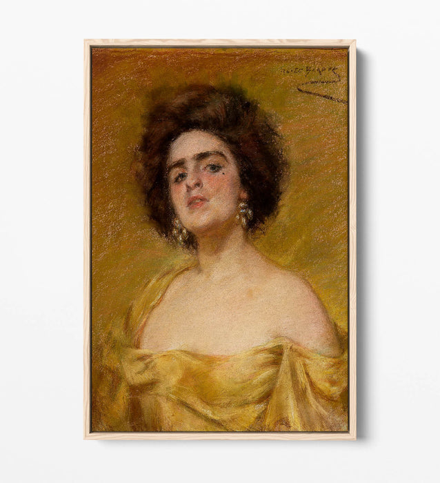 Canvas Wall Art - Laura In Yellow Print | Float Effect Canvas Art Print With Premium Varnish Finish