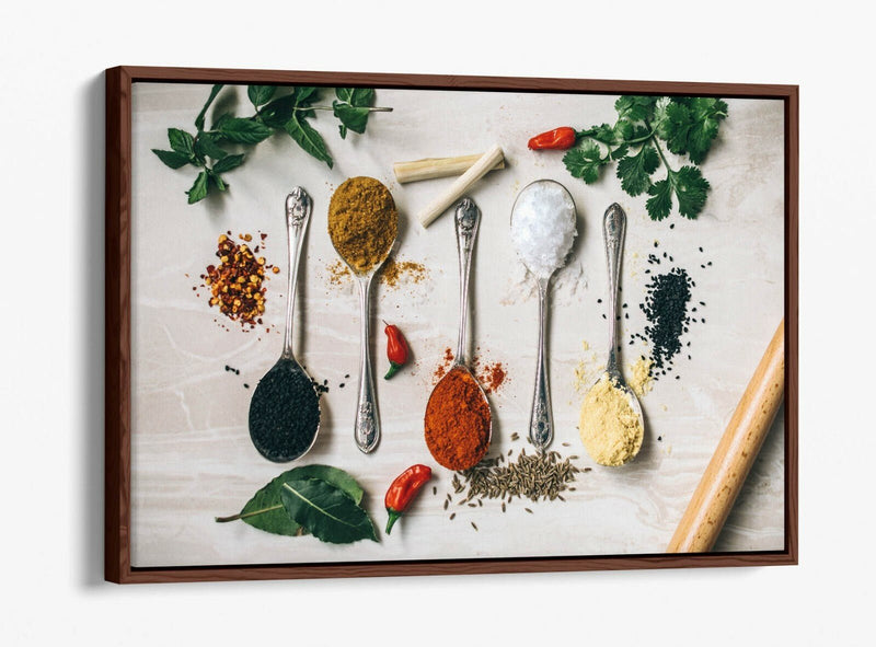 Canvas Wall Art - Kitchen Herbs Spices Print | Handmade UK Float Effect Frame