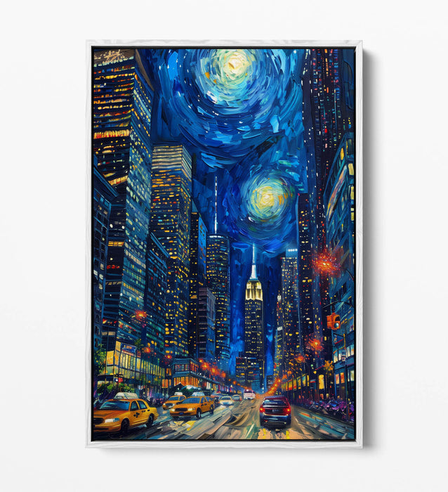 Float Effect Canvas New York Cityscape Art Print – Vibrant Wall Art with Premium Varnish Finish