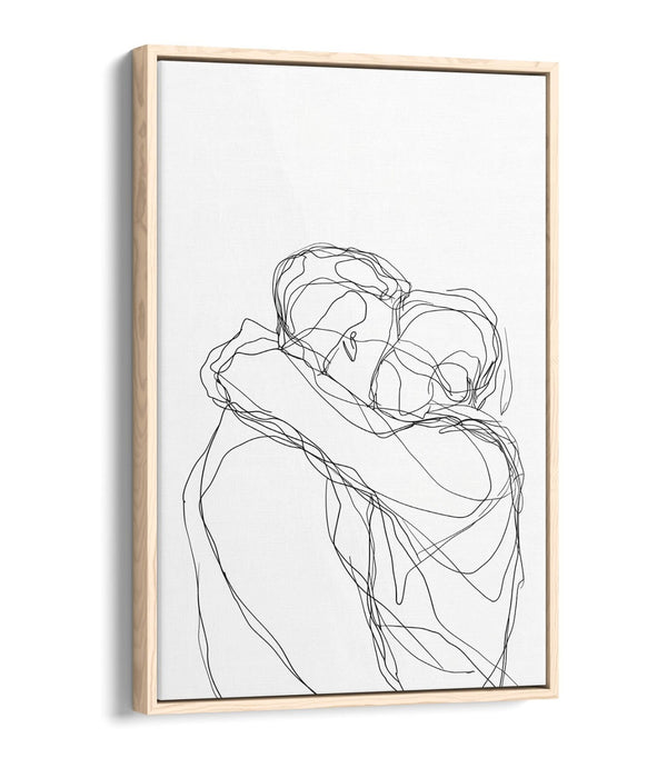 Minimalist Couple Canvas Art - Love Line Illustration | Float Effect Print