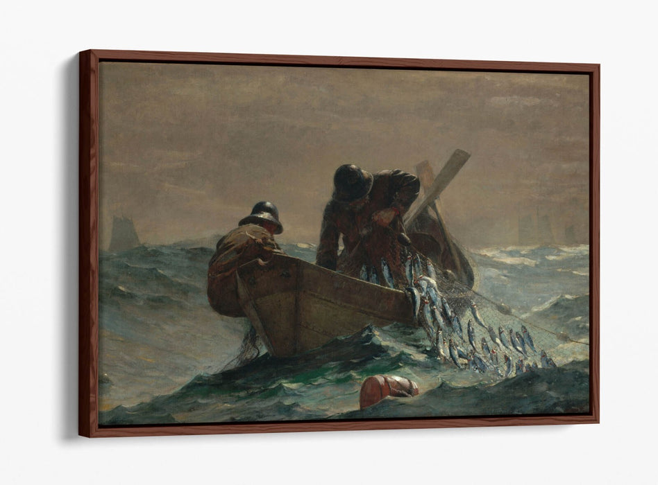 WINSLOW HOMER, THE HERRING NET -FLOAT EFFECT CANVAS WALL ART PRINT