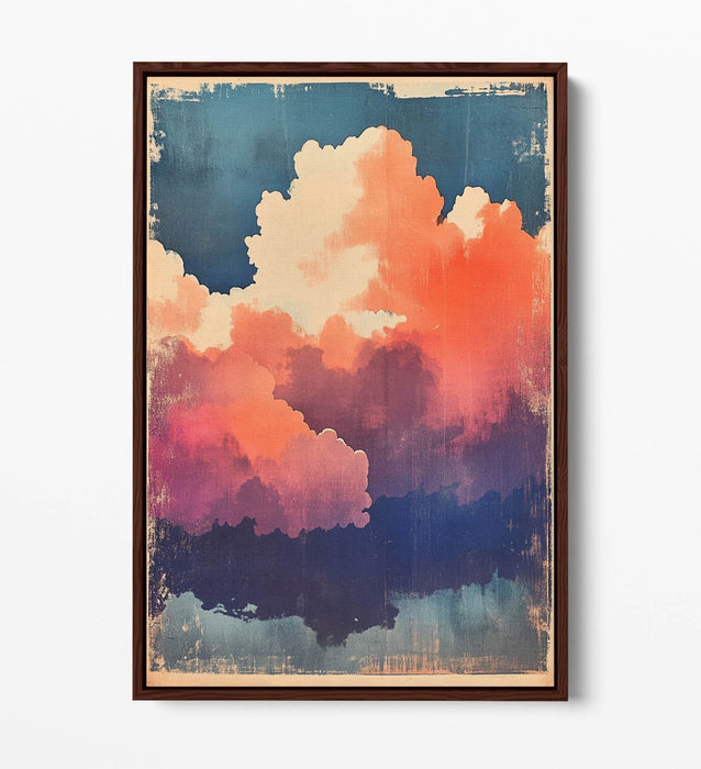 Canvas Wall Art - Pink Clouds On Blue Sky | Float Effect, Ready To Hang