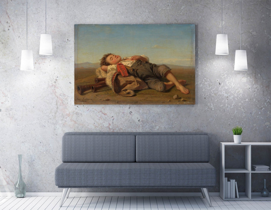 Canvas Wall Art | Sleeping Shepherd Painting with Scratch Resistant Finish & Custom Frame