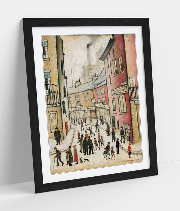 an old street CANVAS WALL ART PICTURE PRINT PAINTING FRAMED Ls Lowry Style