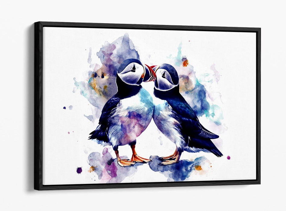 Canvas Wall Art – Cute Puffin Animal Print | Float Effect Bedroom Decor