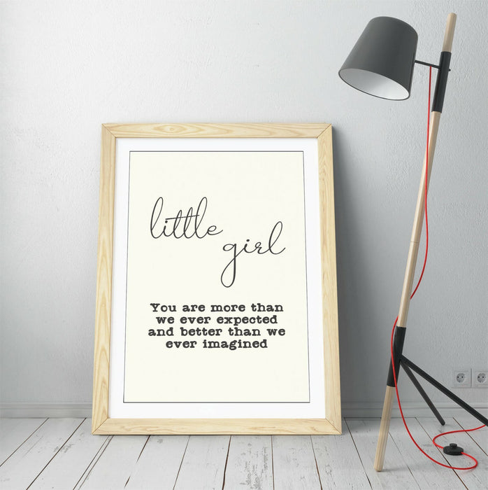 "LITTLE GIRL" NURSERY BABY KIDS ROOM QUOTE SLOGAN -FRAMED WALL ART PICTURE PRINT