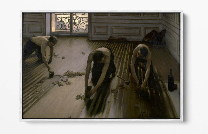 Float Effect Framed Canvas Art – Gustave Caillebotte, The Floor Scrapers Print On Canvas