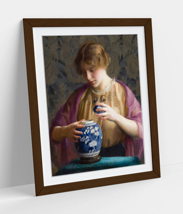 Framed Wall Art Featuring William McGregor Paxton Blue Jar Painting - Handmade UK Print