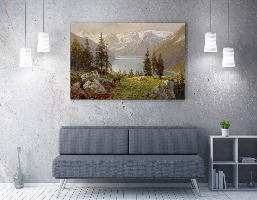 Canvas Wall Art - Georg Janny Hallstatt Lake Print | Handmade Decorative Wall Decor