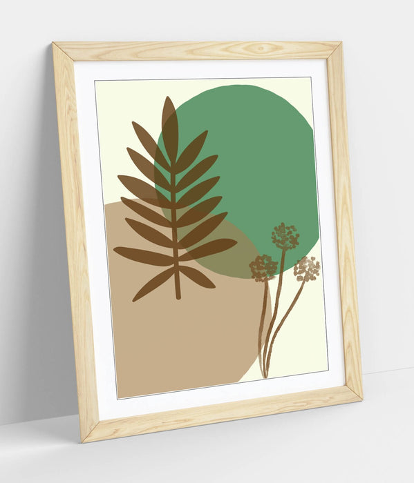 BOTANICAL BAUHAUS LEAF MINIMALIST SAGE-FRAMED WALL ART PICTURE PRINT ARTWORK